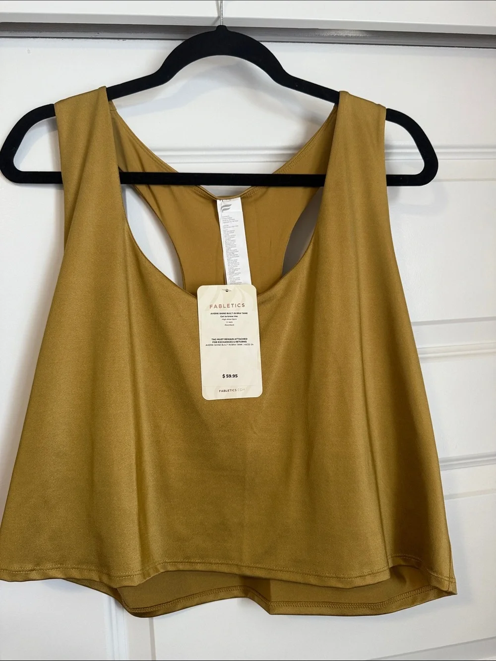 Fabletics Gold Shine Built-In Bra Tank - Picture 1 of 4